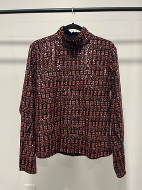 ZARA gorgeous sequin blouse with sleeves opening details.
